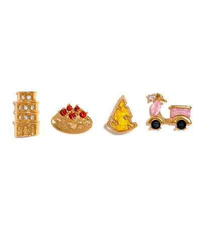 Girls Crew Kids' Crystal Gold Plated Ciao Bella Italia Stud Set