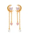Girls Crew Crystal Gold Plated Cosmic Love Dangle Earrings In Gold