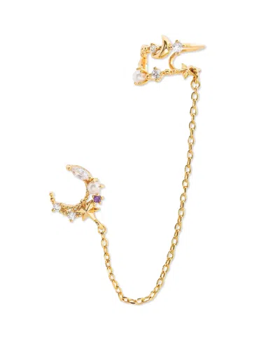 Girls Crew Crystal Gold Plated Cosmic Skies Ear Cuff And Stud Earrings