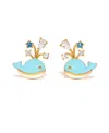 Girls Crew Crystal Gold Plated Enamel Whale You Be Mine Stud Earrings In Gold