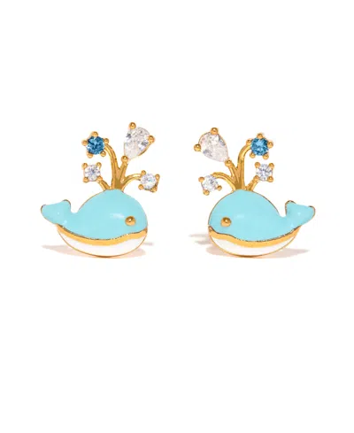 Girls Crew Kids' Crystal Gold Plated Enamel Whale You Be Mine Stud Earrings