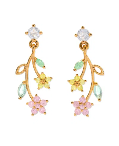 Girls Crew Kids' Crystal Gold Plated Flower Stem Dangle Earrings