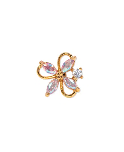Girls Crew Crystal Gold Plated Gardenia Piercing Style Earrings