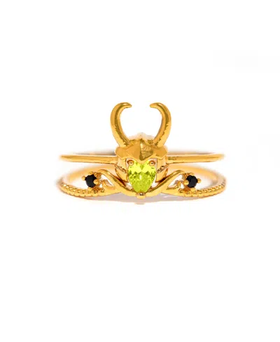 Girls Crew Crystal Gold Plated Marvel Studios Loki God Of Stories Ring Set