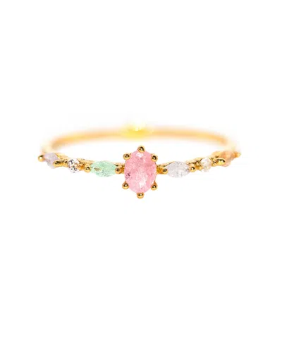 Girls Crew Kids' Crystal Gold Plated Pastel Sherbert Rings