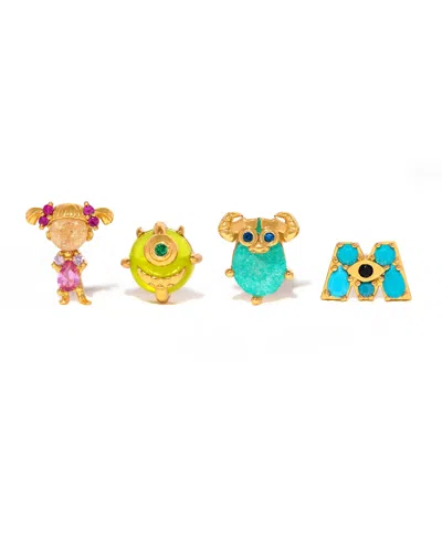 Girls Crew Kids' Crystal Gold Plated Pixar Monsters Stud Set