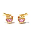 Girls Crew Crystal Gold Plated Ramen Stud Earrings In Gold