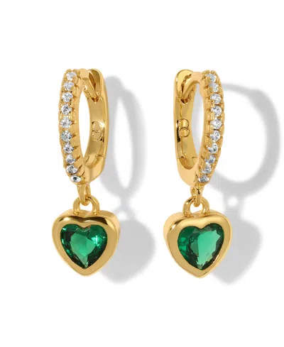 Girls Crew Crystal Green Goddess Dangle Hoops In Gold