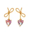 Girls Crew Crystal Heartstrings Gold Plated Dangle Earrings In Gold