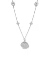 Girls Crew Crystal Hidden Faux Cultivated Pearl Shell Necklace In Silver
