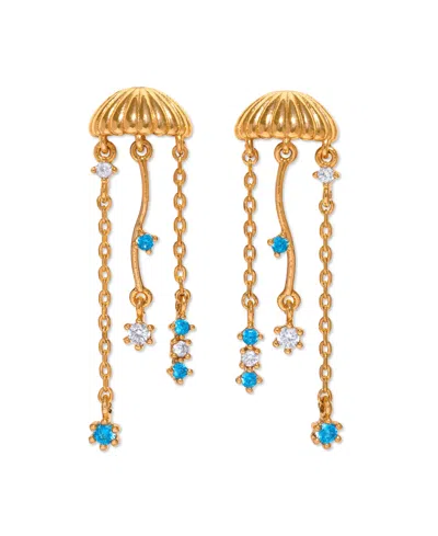 Girls Crew Crystal Jellyfish Gold Plated Dangle Earrings