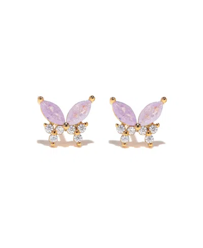 Girls Crew Crystal Lavender Remember Me Butterfly Studs In Gold