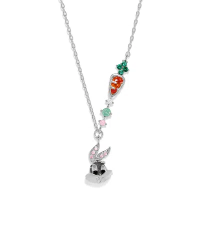 Girls Crew Crystal Looney Tunes Bugs Bunny What's Up, Doc Necklace In Silver