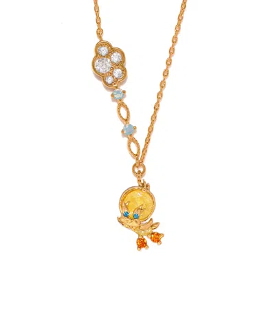 Girls Crew Crystal Looney Tunes Tweety Bird Necklace In Gold