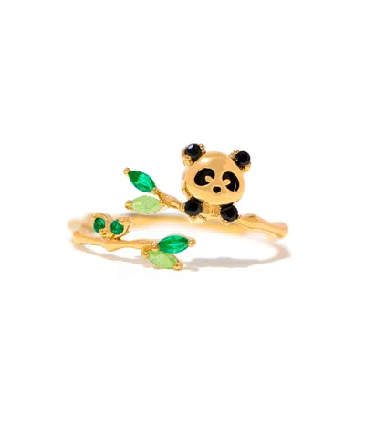 Girls Crew Crystal Lucky Panda Adjustable Ring In Gold