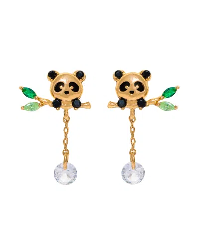 Girls Crew Crystal Lucky Panda Dangle Earrings In Gold