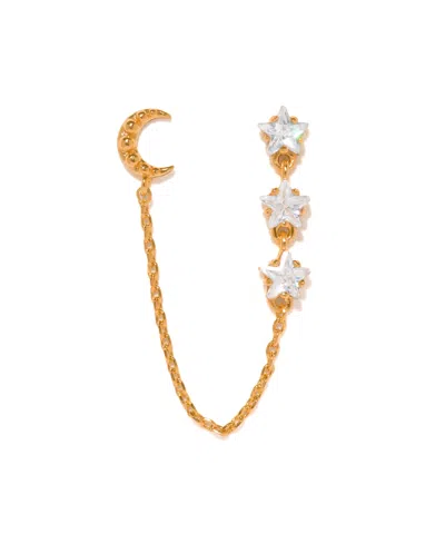 Girls Crew Crystal Lunar Link Double Stud Earrings In Gold