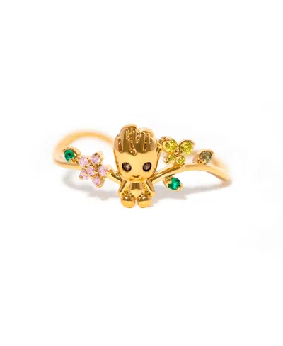 Girls Crew Crystal Marvel's I Am Groot Adjustable Ring In Gold