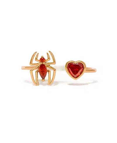 Girls Crew Crystal Marvel's Spider-man Web Of Love Adjustable Ring In Gold