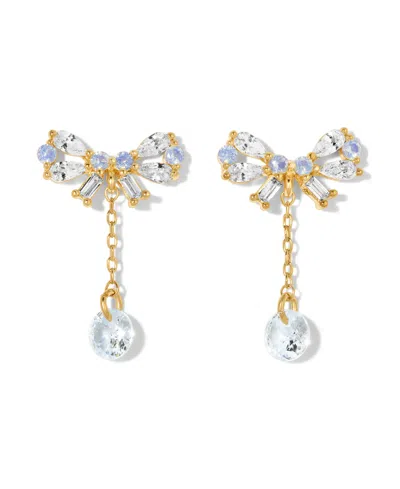 Girls Crew Crystal Mini Bow Dew Drop Earrings In Gold