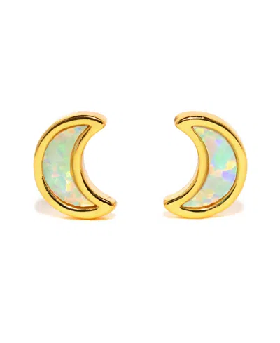 Girls Crew Kids' Crystal Mini Faux Opal Moon Studs In Gold