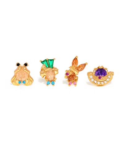 Girls Crew Kids' Crystal Multi-color Disney Alice In Wonderland Earring Set In Gold