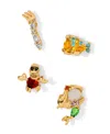 Girls Crew Crystal Multi-color Disney Princess Little Mermaid Stud Earring Set In Gold