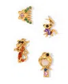 Girls Crew Crystal Multi-color Disney Princess Mulan Stud Earring Set In Gold