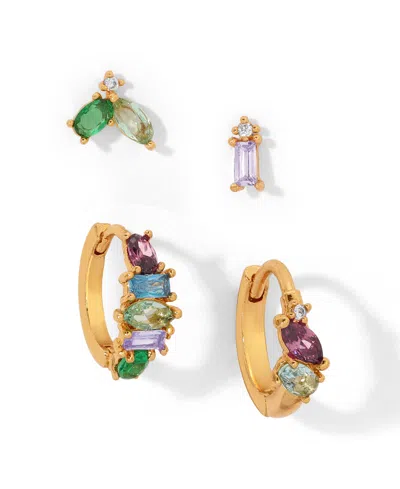 Girls Crew Crystal Multi-color Flora And Fauna Stud Earring Set In Gold