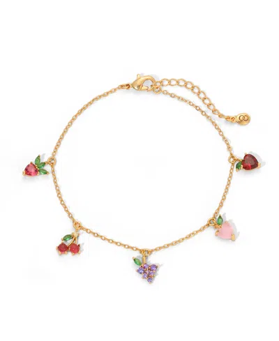 Girls Crew Crystal Multi-color Fruit Basket Bracelet In Gold