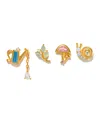 Girls Crew Crystal Multi-color Garden Girl Stud Set In Gold