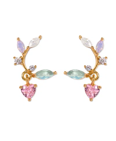 Girls Crew Crystal Multi-color Love Blooms Earrings In Gold