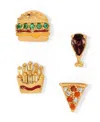 Girls Crew Crystal Multi-color Lunch Is On Us Stud Earring Set In Gold