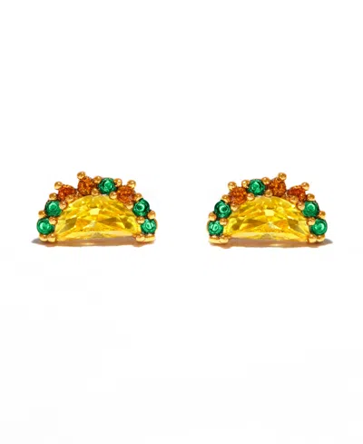 Girls Crew Crystal Multi-color Taco Tuesday Stud Earrings In Gold