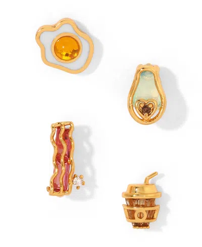 Girls Crew Crystal Multi-color Thanks A Brunch Stud Earring Set In Gold