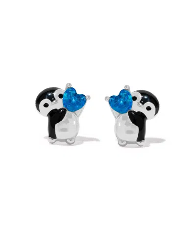 Girls Crew Crystal Penguin Crush Stud Earrings In Silver
