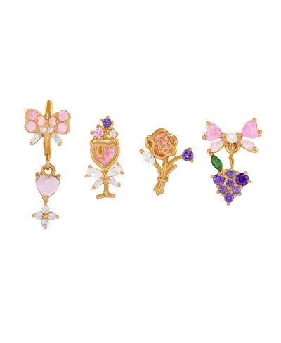 Girls Crew Crystal Rose All Day Stud Earrings Set In Gold