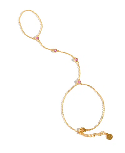 Girls Crew Crystal Te Amo Gold Plated Hand Chain Bracelet