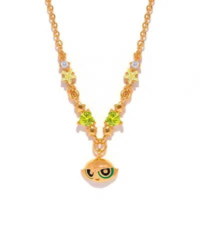 Girls Crew Crystal The Powerpuff Girls Gold Plated Buttercup Necklace