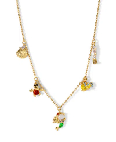 Girls Crew Disney Multi-color The Little Mermaid Charm Necklace In Gold