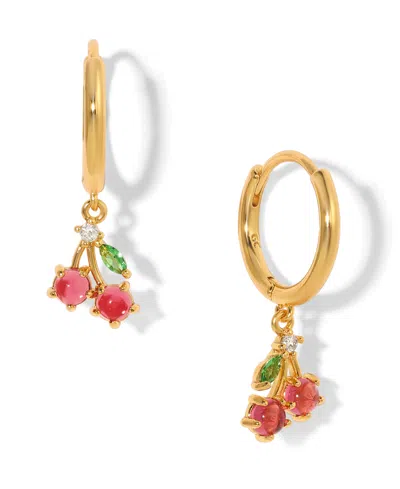 Girls Crew Faux Cubic Zirconia Cherry Sweet Hoop Earrings In Gold