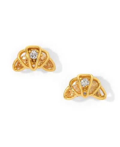 Girls Crew Faux Cubic Zirconia Croissant Stud Earrings In Gold