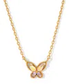 Girls Crew Faux Cubic Zirconia Float Like A Butterfly Necklace In Gold