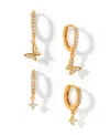 Girls Crew Faux Cubic Zirconia Fly With Me Butterfly Hoops Earrings In Gold