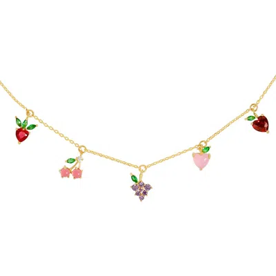 Girls Crew Fruit Basket Choker Necklace In Gold
