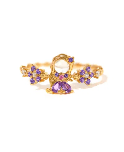 Girls Crew Kids' Gold Plated Disney Princess Tangled Rapunzel Gold Plated Crystal Rings