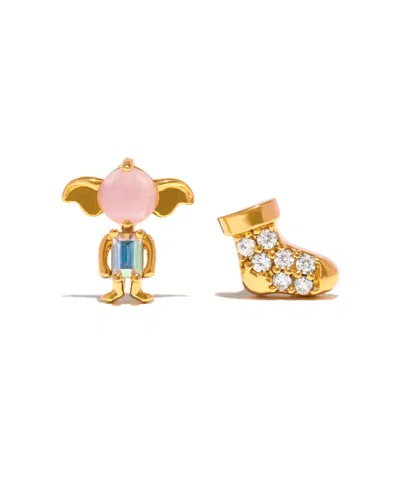 Girls Crew Gold Plated Harry Potter Dobby Is A Free Elf Crystal Stud Earrings