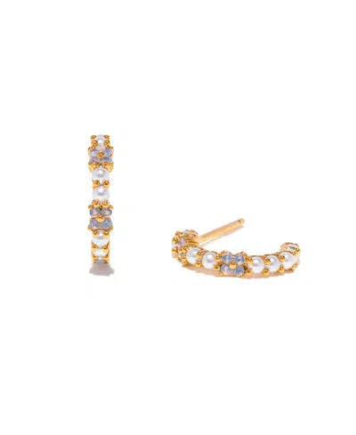 Girls Crew Kids' Gold Plated Orchid Faux Cultivated Pearl Hoop Earrings