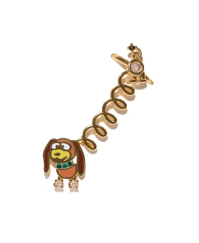 Girls Crew Gold Plated Pixar Toy Story Slinky Dog Enamel Stud And Cuff Earrings