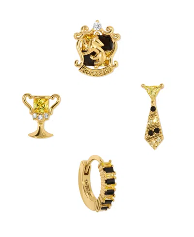 Girls Crew Harry Potter Hufflepuff House Crystal Earring Set In Gold